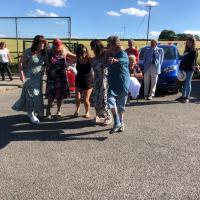 People dancing outside