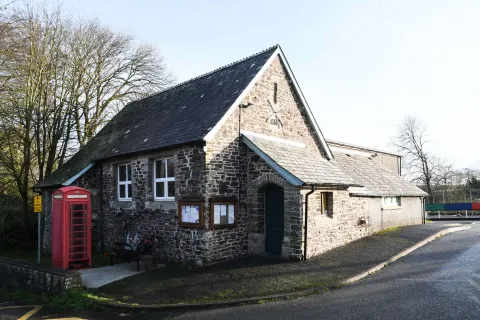 Outside of the parish hall